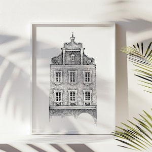 Hand-Drawn Sketch | Sketch Baroque Artwork | Unique Wall Art | Sketch Building | Drawing City sketch poster | Digital Poster | Old Building