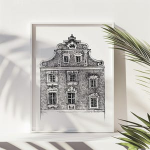 Hand-Drawn Illustration | Detailed Black and White Artwork | Unique Wall Art | Sketch Building | Drawing City sketch poster | Digital Poster