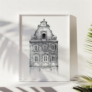 Vintage Sketch Art, Sketch Drawing, City architecture drawing, digital print, Sketch Building, Handmade Sketch, Architecture Sketch Art