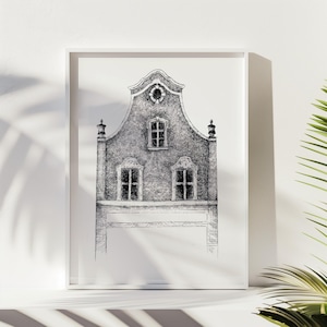 Hand-Drawn Illustration | Detailed Black and White Artwork | Unique Wall Art | Sketch Building | Drawing City sketch poster | Digital Poster