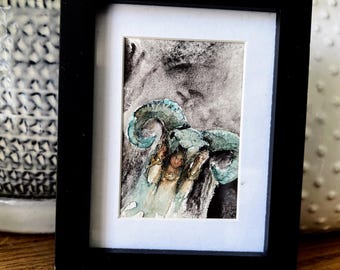 Heavy is the Crown - 2x3 framed and matted original watercolor miniature painting