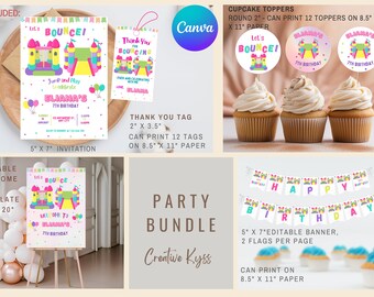 Bounce House Birthday Party Bundle Template, Bounce House Birthday Party Invitation Set, Bounce House Birthday Party Decor, Jump and Play