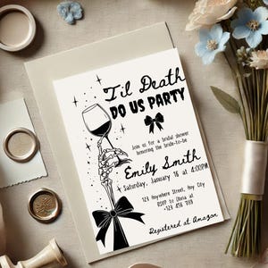 Til Death Do Us Party Bridal Shower Invitation Template, Halloween Bridal Shower Invitation, Bride or Die Bridal Shower, Gothic Invite