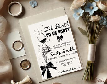 Til Death Do Us Party Bridal Shower Invitation Template, Halloween Bridal Shower Invitation, Bride or Die Bridal Shower, Gothic Invite
