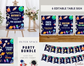 de Fête d'anniversaire sur le thème de l'espace | Décoration d'anniversaire espace extra-atmosphérique, modèle de lot de fête galaxie, ensemble de décoration de fête astronaute
