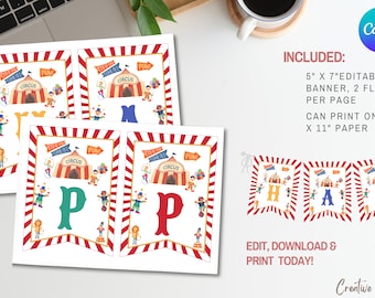 Editable Carnival Birthday Party Banner Template | Circus Birthday Banner, Carnival Circus and Carnival Theme Birthday Party Banner