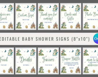 Dragon Baby Shower Custom Sign Template, A Little Dragon Baby Shower Table Sign, Baby Boy Dragon Custom Sign Template, Baby Shower Decor