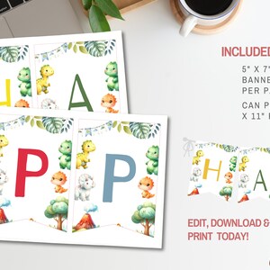 Editable Dinosaur Birthday Party Banner Template, Dinosaur Birthday Banner, Dino Theme Birthday Banner, Editable Dinosaur Birthday Banner