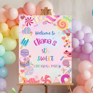 Editable Sweet Candy Land Welcome Sign, Sweets Welcome Sign Template, Birthday Welcome Sign, Candy Welcome Sign, Desserts Welcome Sign