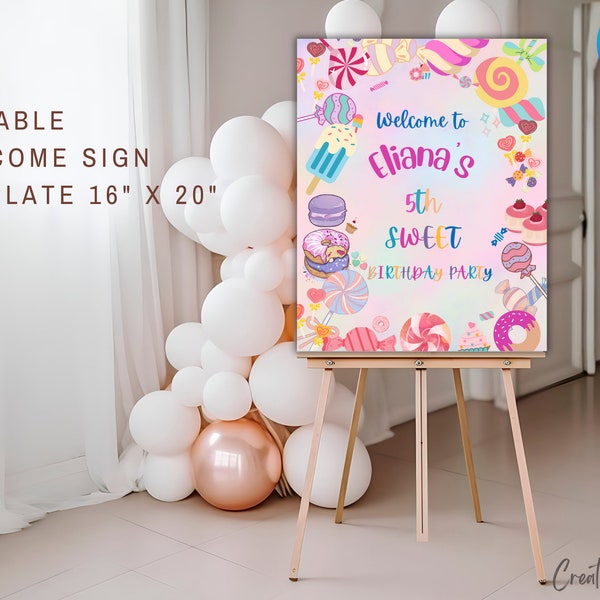 Editable Sweet Candy Land Welcome Sign, Sweets Welcome Sign Template, Birthday Welcome Sign, Candy Welcome Sign, Desserts Welcome Sign