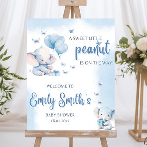 Editable Elephant Baby Shower Welcome Sign, Baby Boy Elephant Welcome Sign, Safari Animal Baby Boy Welcome Sign, Baby Shower Elephant Theme