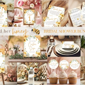 She Found Her Honey Bridal Shower Bundle, Bee Theme Bridal Shower Decor, Sunflower Bridal Shower Invitation Bundle, Spring Bridal Shower Set