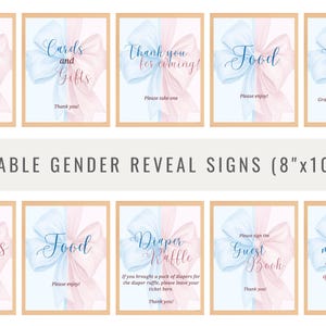 Bow Gender Reveal Custom Sign Template, Pink and Blue Ribbon Gender Reveal Sign, Minimalist Gender Reveal Decor, Coquette Gender Reveal Sign