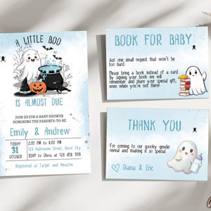 Ensemble d'invitations pour baby shower Halloween, ensemble d'invitations pour baby shower A Little Boo Boy, lot d'invitations pour baby shower fantôme mignon