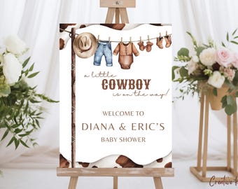 Cowboy Baby Shower Welcome Sign Template, A Little Cowboy Baby Shower Welcome Sign, Wild West Baby Shower Decor, Rodeo Baby Shower Sign