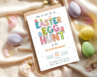 Easter Egg Hunt Invitation Template, Editable Easter Egg Hunt Invite, Easter Brunch Invite, Colorful Easter Invite, Easter Party Invite