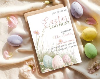 Easter Egg Hunt Invitation Template, Editable Easter Egg Hunt Invite, Easter Brunch Invite, Minimalist Easter Invite, Easter Party Invite