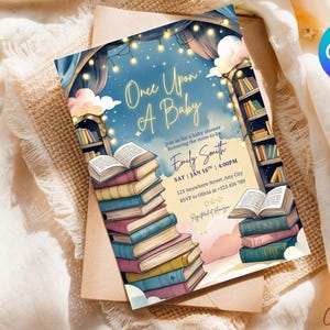 Storybook Baby Shower Invitation Template, Once Upon a Baby Baby Shower Invite, A New Chapter Baby Shower Invitation, Book Theme Baby Shower