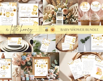 A Little Honey Baby Shower Bundle, Gender Neutral Bee Baby Shower Shower Bundle, Bee Clothesline Baby Shower Bundle, Summer Baby Shower Set