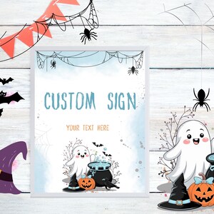 Halloween Baby Shower Custom Sign Template, A Little Boo Boy Baby Shower Table Sign, Cute Ghost Shower Sign, Boy Ghost Baby Shower Decor