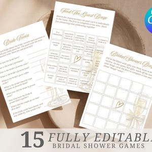 Bearbeitbare Perlen und Prosecco Brautdusche Spiele Bundle, Weiße Perle Brautdusche Spiele Vorlage, Weißer Bogen Brautdusche Spiele Set
