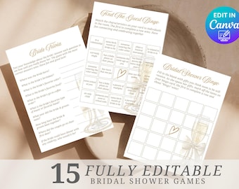 Editable Pearls and Prosecco Bridal Shower Games Bundle, White Pearl Bridal Shower Games Template, White Bow Bridal Shower Games Set