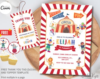 Carnival Birthday Invitation Template,  Circus Birthday Invitation, Carnival Circus Invitation Template, Carnival Birthday Party Invite Set