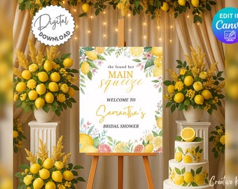Ze vond haar belangrijkste Squeeze vrijgezellenfeest welkomstbord sjabloon, bord citrus vrijgezellenfeest, citroen vrijgezellenfeest decor, zomer vrijgezellenfeest