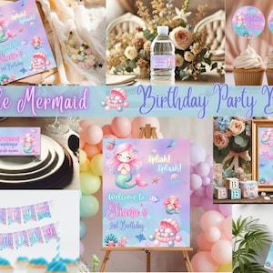Mermaid Birthday Party Bundle Template, Little Mermaid Birthday Party Bundle, Under The Sea Birthday Party Bundle, Mermaid Birthday Decor