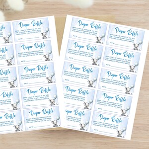 Elephant Baby Shower Diaper Raffle Sign, Boy Elephant Diaper Raffle ...