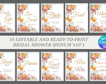 Citrus Bridal Brunch Custom Sign Template, Citrus Bridal Shower Custom Sign, Floral Bridal Shower Decor, Orange Bridal Brunch Table Sign