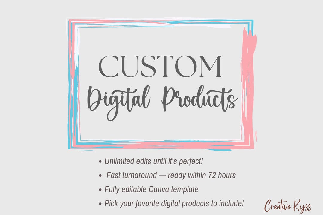 Custom Digital Products, Editable Canva Template, Custom Digital Party ...