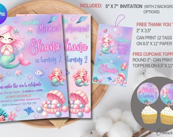 Editable Mermaid Birthday Invitation: Under the Sea Party (Digital Download)