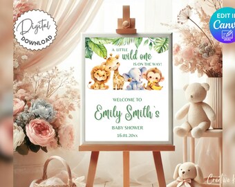 Safari Baby Shower Welcome Sign Template, Oh Boy Safari Baby Shower Welcome Sign Template, Wild Animals Baby Shower Welcome Sign Template