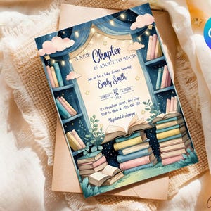 Storybook Baby Shower Invitation Template, A New Chapter Baby Shower Invitation, Once Upon a Baby Baby Shower Invite, Book Theme Baby Shower