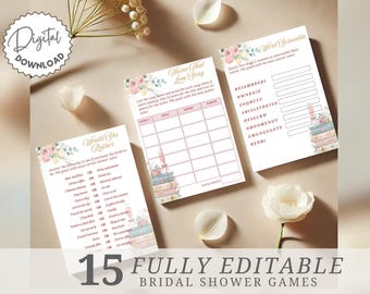 A New Chapter Bridal Shower Games Template, Next Chapter Bridal Shower Games Bundle, Spring Bridal Shower Games, Book Theme Bridal Shower