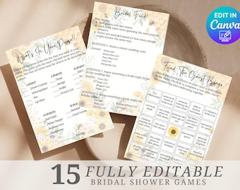 Honey Bee Bridal Shower Games Bundle, She Found Her Honey Bridal Shower Games Template, Sunflower Bridal Shower Games Set, Bee Theme Games