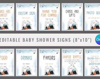 Halloween Baby Shower Custom Sign Template, A Little Boo Boy Baby Shower Table Sign, Cute Ghost Shower Sign, Boy Ghost Baby Shower Decor