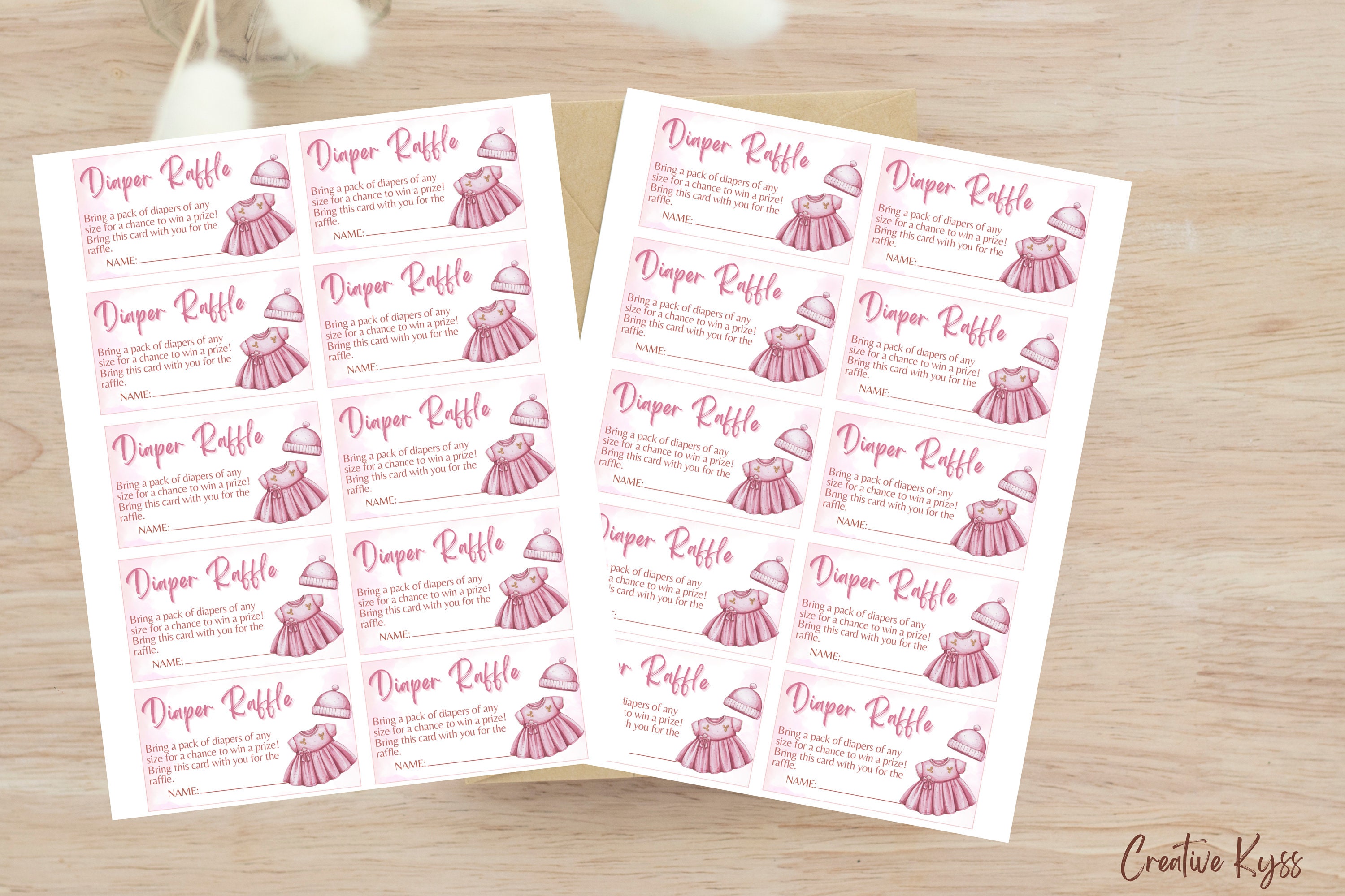 Clothes Line Raffle Girl Clothesline Baby Shower Diaper Raffle Game, Pink Baby Shower ...