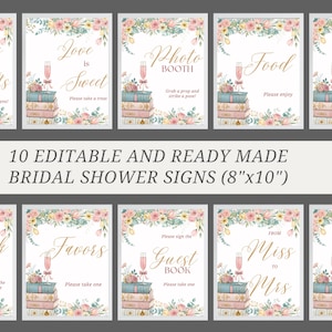 A New Chapter Bridal Shower Custom Sign Template, Next Chapter Bridal Shower Sign, Spring Bridal Shower Table Sign, Book Theme Bridal Shower