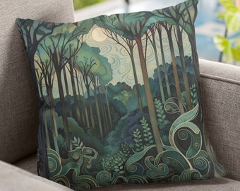 Green Forest Throw Pillow. Double sided