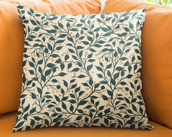 William Morris Vintage Style Leaf Pattern Pillowcase - Art Nouveau Home Decor - Cotton Linen Throw Pillow Cover