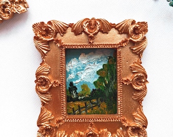 Vintage Landscape Painting - Vintage Gold Framed Art - Antique Art Framed - Mini Painting