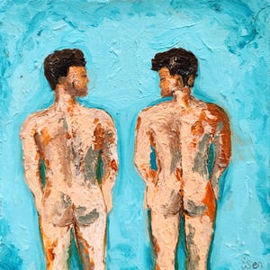 Gay Art: Male Body Impasto Oil Painting, LGBTQ Pride Decor