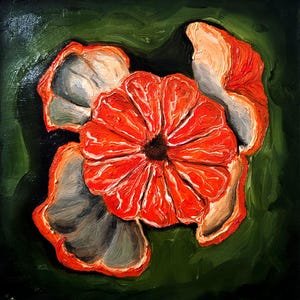 Miniature Tangerine Oil Painting: Textured Still Life, Kitchen Art