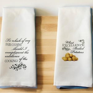 Pride and Prejudice Inspired Kitchen Towels - SET OF 2!