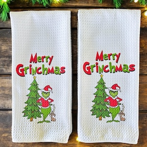 Grinch-Inspired Christmas Tea Towels - Set of 2!