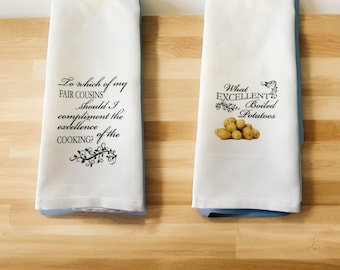 Pride and Prejudice Inspired Kitchen Towels - SET OF 2!