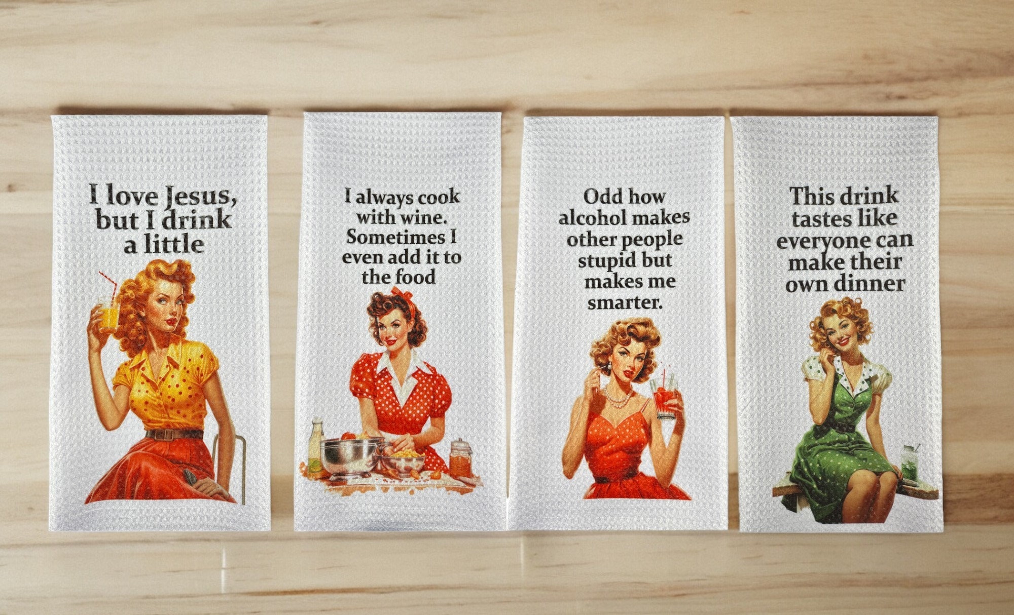 Retro Mid-Century Sarcastic Tea Towel Set - Mix and Match!