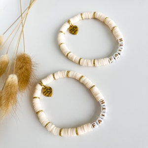 FAITH matching cream stretch bracelet set. BOHO bracelets